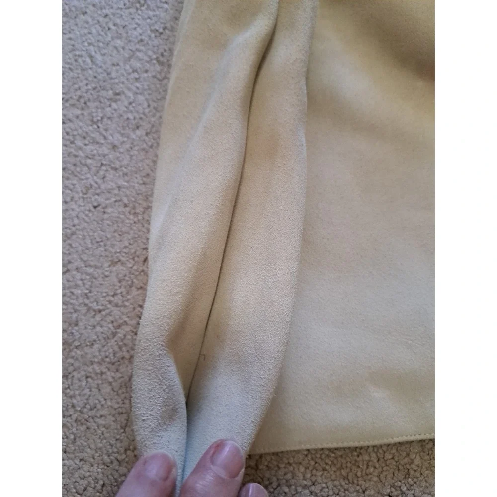 Tweeds Large Ivory Suede Leather Hobo Shoulder‎ Tote Bag Purse Vtg Cotton Lined